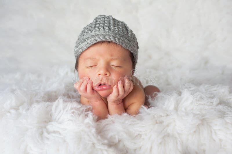 Newborn Baby Boy in Fisherman Outfit Stock Photo - Image of baby