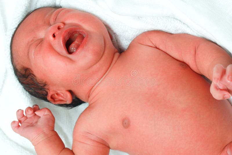 Newborn crying royalty free stock image