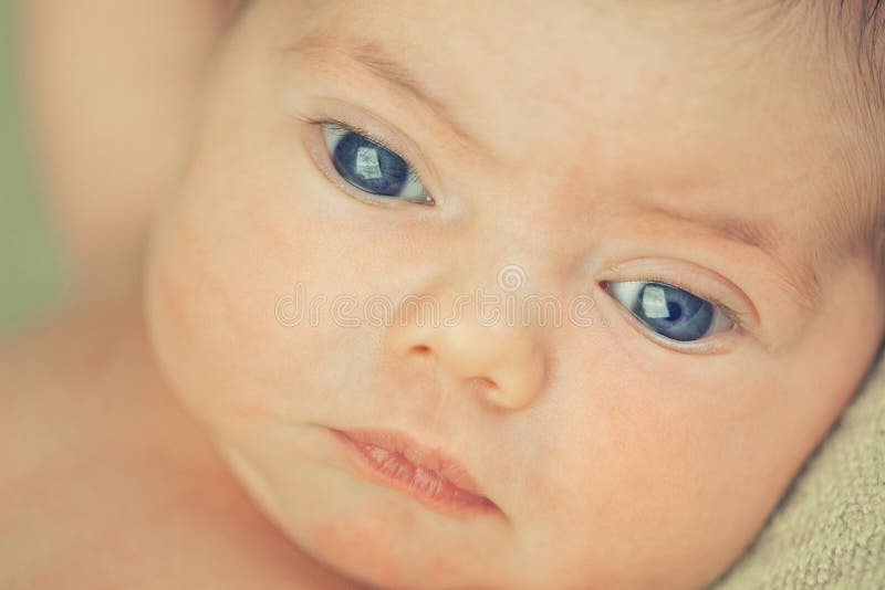 Newborn face stock photo. Image of face, smile, light 64982668