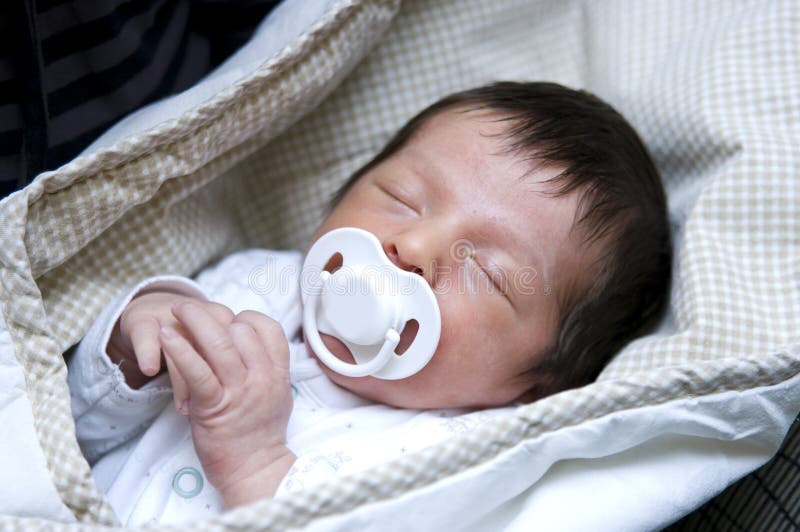 Sleeping with pacifier stock photo. Image of pacifier 16709356
