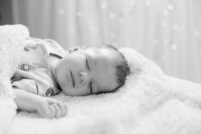 Newborn sleeping on back stock photo. Image of daughter 63806238