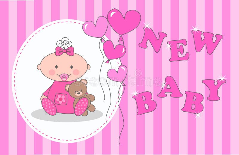 Newborn объявление младенца иллюстрация штока Newborn объявление младенца иллюстрация штока