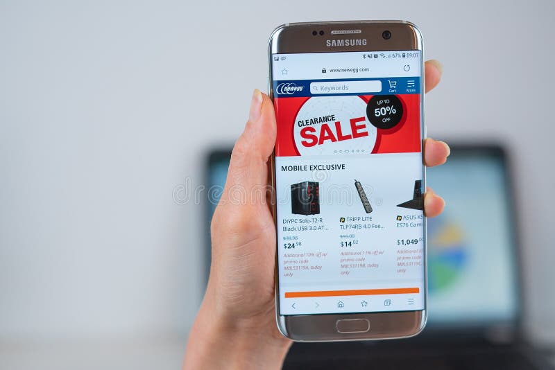 Newegg Web Site Opened on the Mobile Editorial Photo Image of