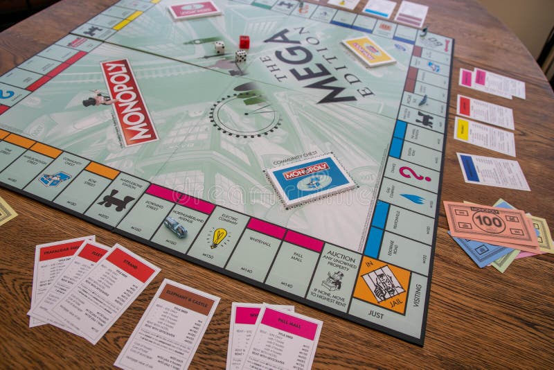 Newley released Mega Edition Monopoly. New twist on classic fast-dealing  property trading board game (Hasbro games). Financial, banking, buying  proper Stock Photo - Alamy