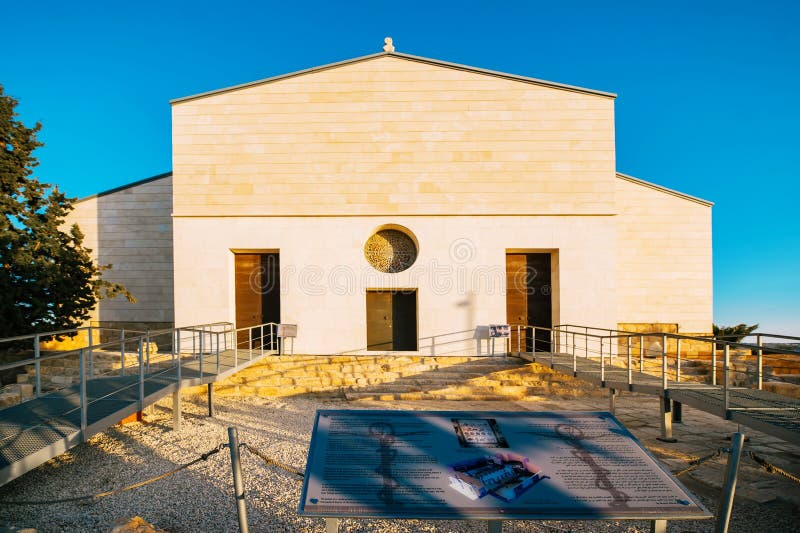 The newly built church of Saint Moses on mount Nebo in Jordan stock image The newly built church of Saint Moses on mount Nebo in Jordan stock image