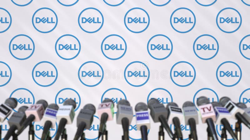 News Conference of DELL, Press Wall with Logo As a Background and Mics,  Editorial 3D Rendering Editorial Photography - Illustration of official,  business: 136706582