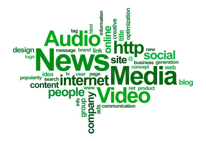 News and media â€“ word cloud royalty free illustration