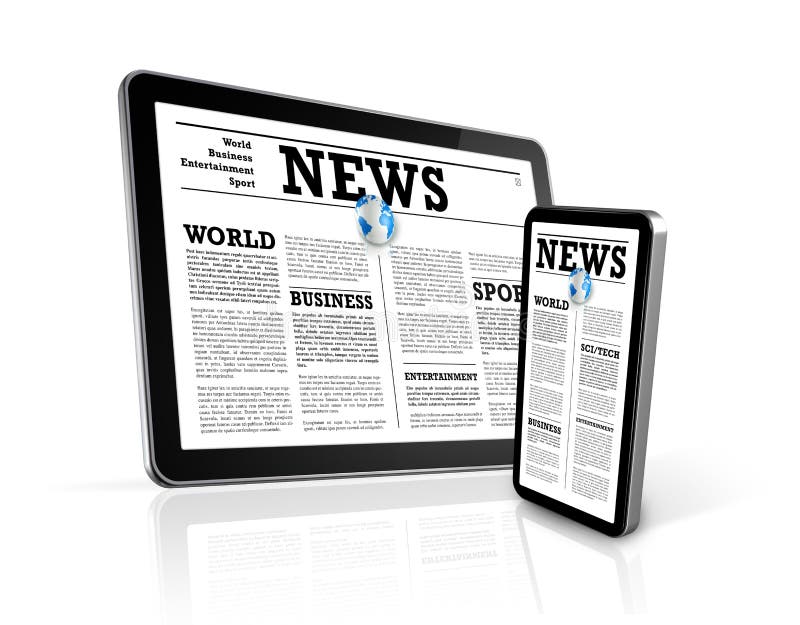 News on mobile phone and digital tablet pc stock illustration News on mobile phone and digital tablet pc stock illustration