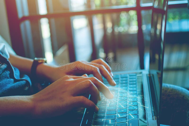 Newsletter concept Hand of businesswomen checking message box on digital mock-up laptop Vintage tone filter stock images Newsletter concept Hand of businesswomen checking message box on digital mock-up laptop Vintage tone filter stock images