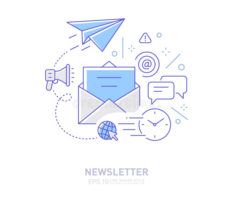 Newsletter- E-Mail-Marketing-Konzeptlinie Entwurfsartikone