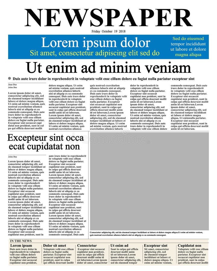 Daily Newspaper Journal Design Template with Twopage Opening Editable