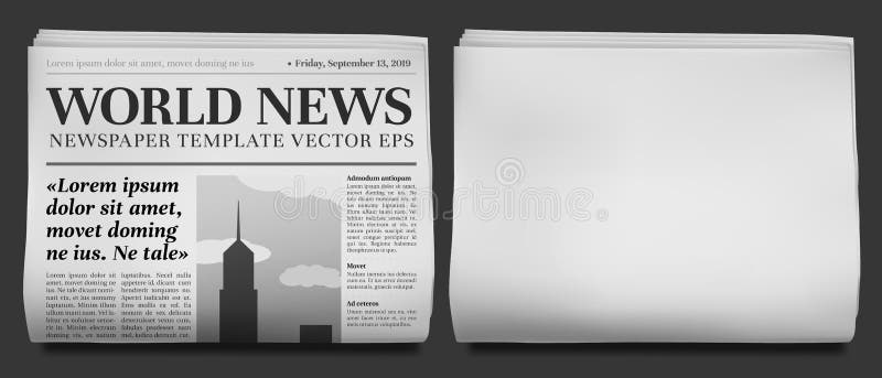 Newspaper pages template. News paper headline vector mockup. Tabloid  journal simple background. Newsprint modern style Stock Vector