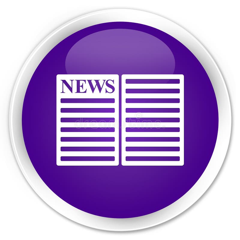 Newspaper Icon Premium Purple Round Button Stock Illustration