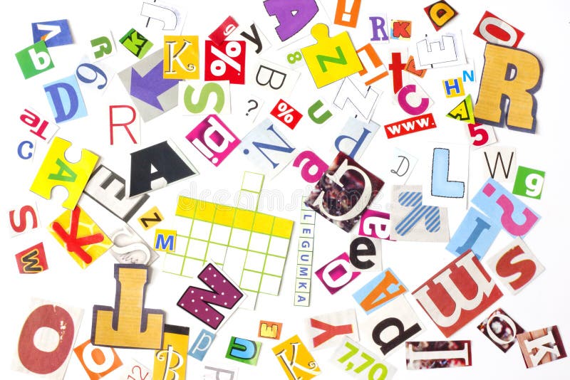 Newspaper letters numbers background royalty free stock image