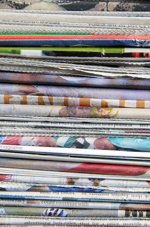 Newspaper pile stock image