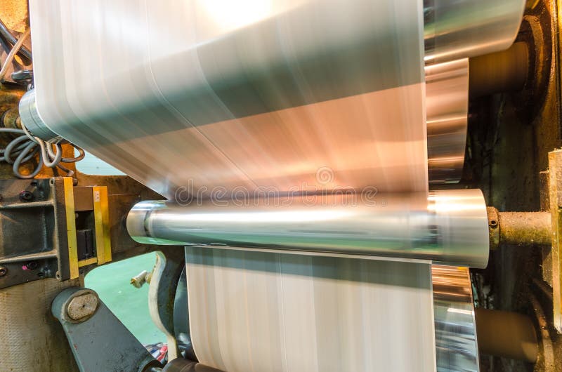 Newspaper roto print machine side view royalty free stock photography