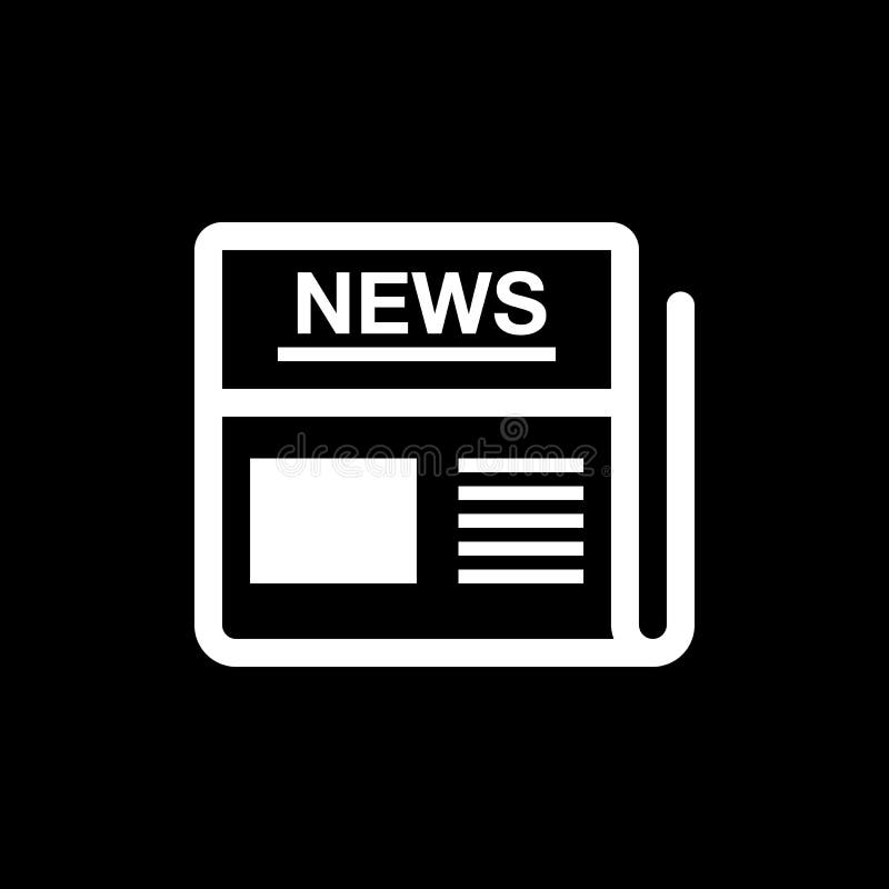 Newspaper Vector Icon Isolated on Black Background. Stock Vector