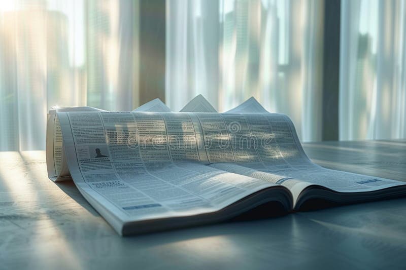 Newspapers arranged on minimalist background, creating subtle blurred effect vector illustration