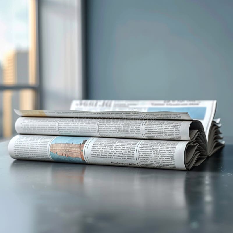 Newspapers arranged on minimalist background, creating subtle blurred effect vector illustration