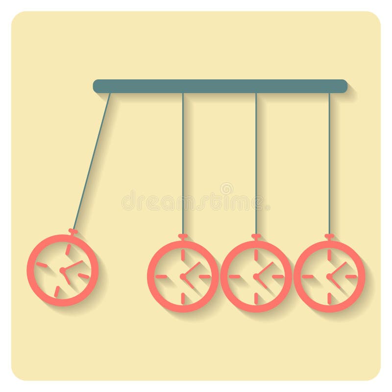 Newton's Cradle concept of procrastination with alarms royalty free illustration