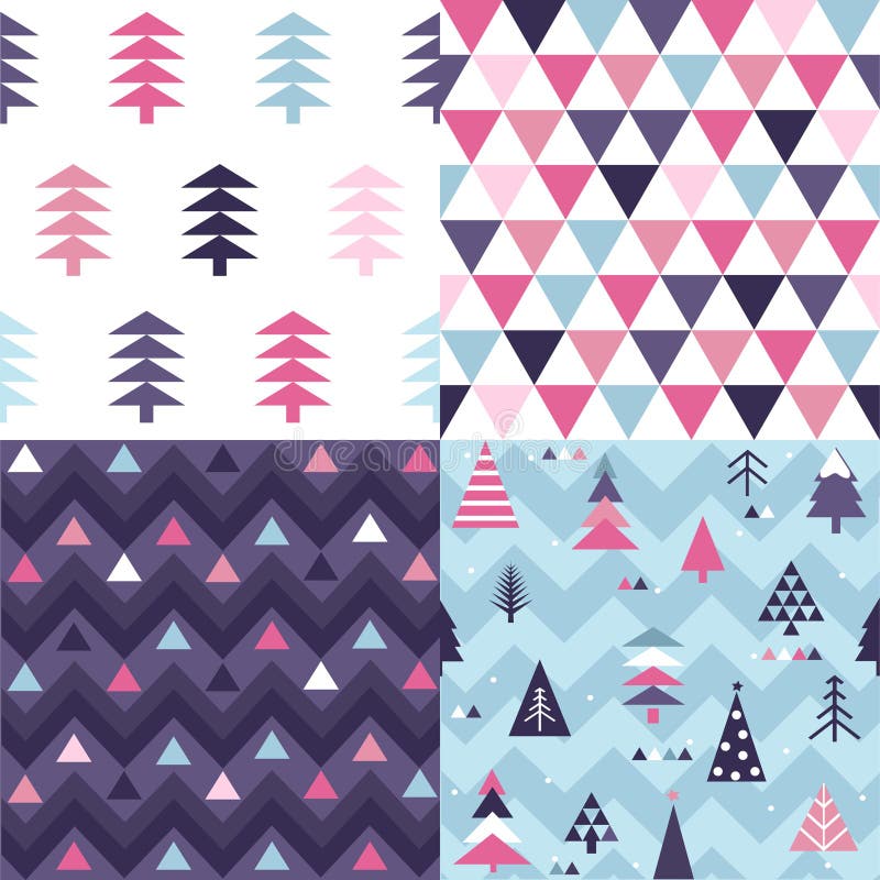 Winter christmas vector seamless patterns stock illustration