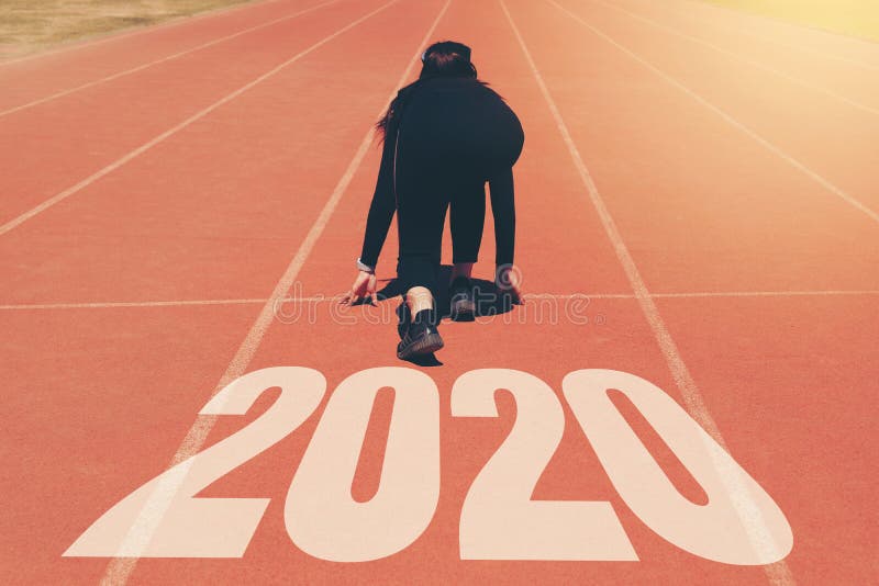 2020 Newyear, de aanvang van AtletenWoman online voor begin die met nummer 2020 Begin aan nieuw jaar lopen stock fotografie 2020 Newyear, de aanvang van AtletenWoman online voor begin die met nummer 2020 Begin aan nieuw jaar lopen stock fotografie