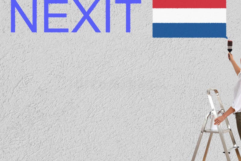 Nexit olandese di elezioni della pittura della donna su una parete illustrazione vettoriale Nexit olandese di elezioni della pittura della donna su una parete illustrazione vettoriale
