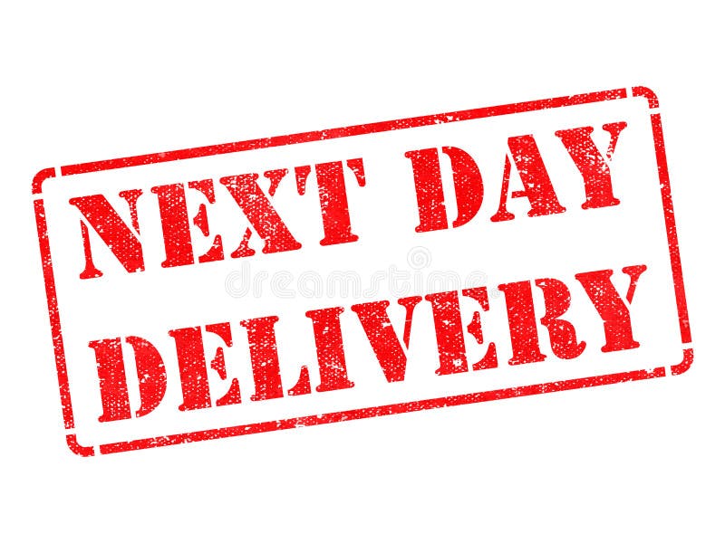 Next Day Delivery On Red Rubber Stamp. Stock Photo - Image: 39889596