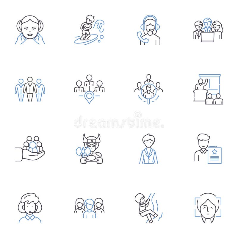 Next in line line icons collection. uccession, heir, order, rank, position, follow-up, progression vector and linear stock illustration