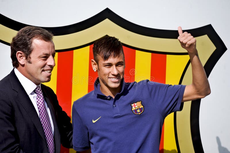 Neymar jr Oficjalna prezentacja jako FC Barcelona gracz zdjęcia stock Neymar jr Oficjalna prezentacja jako FC Barcelona gracz zdjęcia stock