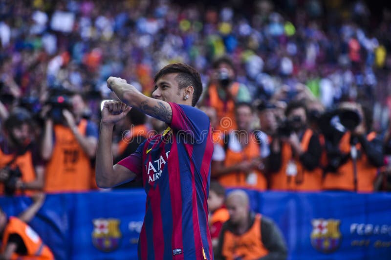 Neymar jr Oficjalna prezentacja jako FC Barcelona gracz fotografia stock Neymar jr Oficjalna prezentacja jako FC Barcelona gracz fotografia stock