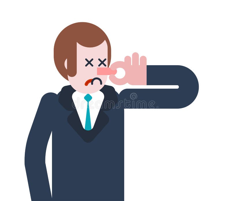 Stink Man Close nose. Guy and Bad smell. Vector illustration. Stink Man Close nose. Guy and Bad smell. Vector illustration.