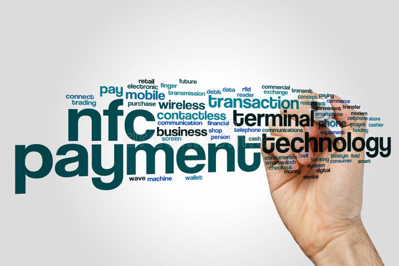 NFC payment word cloud royalty free stock photos