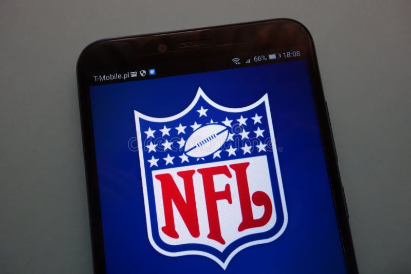 NFL-embleem op een smartphone stock fotografie NFL-embleem op een smartphone stock fotografie