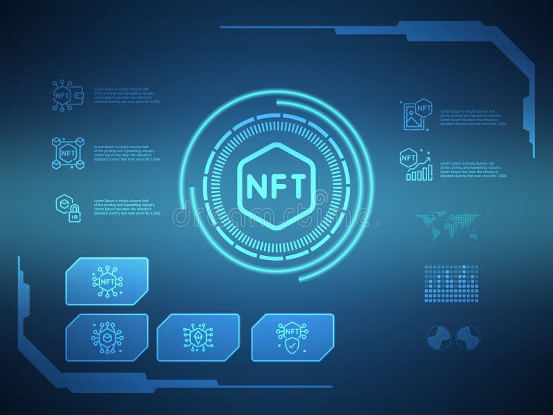 Nft Digital Technology Futuristic Hud Display Stock Vector