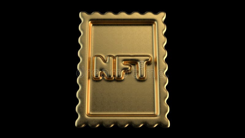 NFT-Icon-Abdeckung mit flüssigem Gold. Konzept der nicht fungiblen Token. Luxus einzigartige Blockchain Kollektiv. Kunstgeschichte stock abbildung