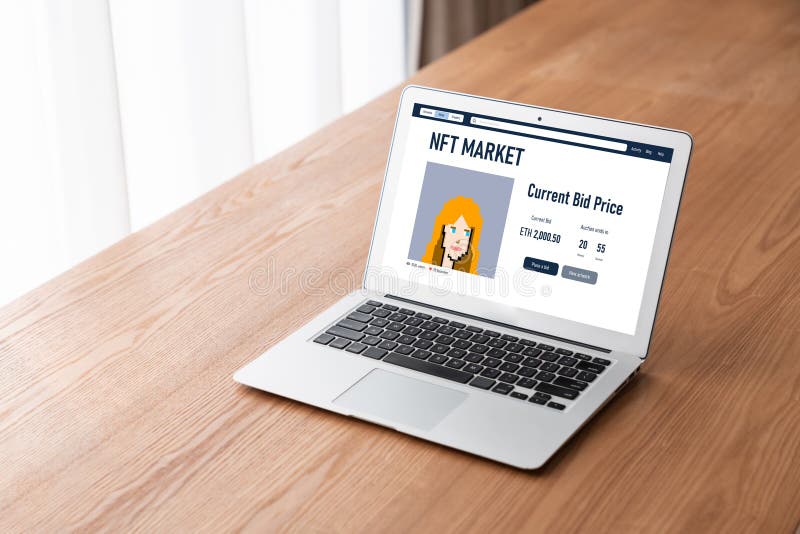 Nft marketplace предоставляет модный канал продаж для цифрового художника стоковые изображения rf