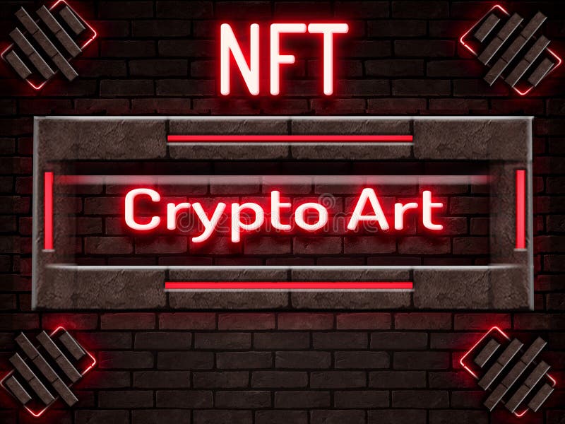 Nft nicht fungibel Token Krypto Art krypto Kunstkonzept auf dem Hintergrund leeren Platz für Text kopieren Raum rechts lizenzfreie abbildung