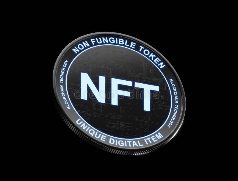 NFT - non fungible token black futurstic coin