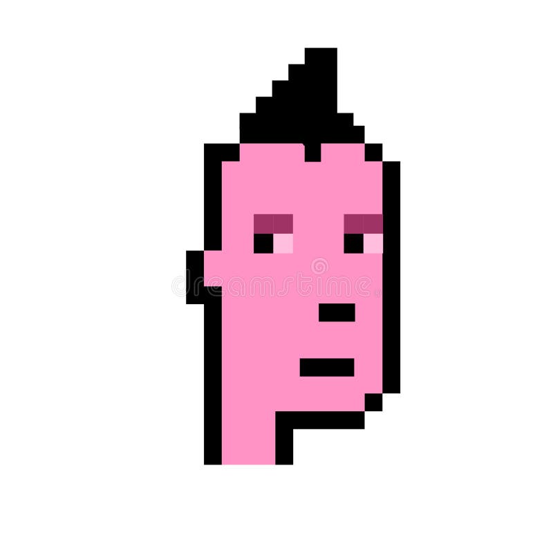 Punk Mohawk, Black and White / ToolCrypto / Pixel Art - Punk