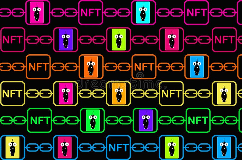 Nft nonfungible Zeichenkunst und collectibles Illustration lizenzfreie abbildung
