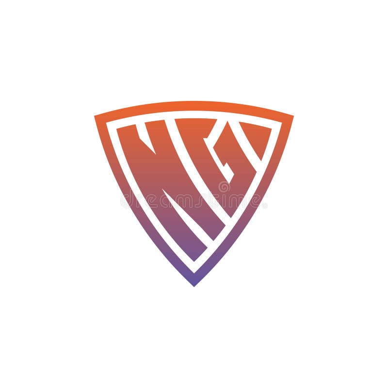 NG Logo Shield Monogram Gradient Style Design Stock Vector