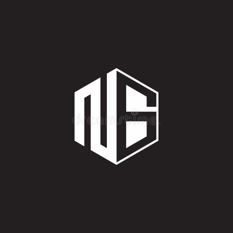 NG Logo Monogram Hexagon with Black Background Negative Space Style