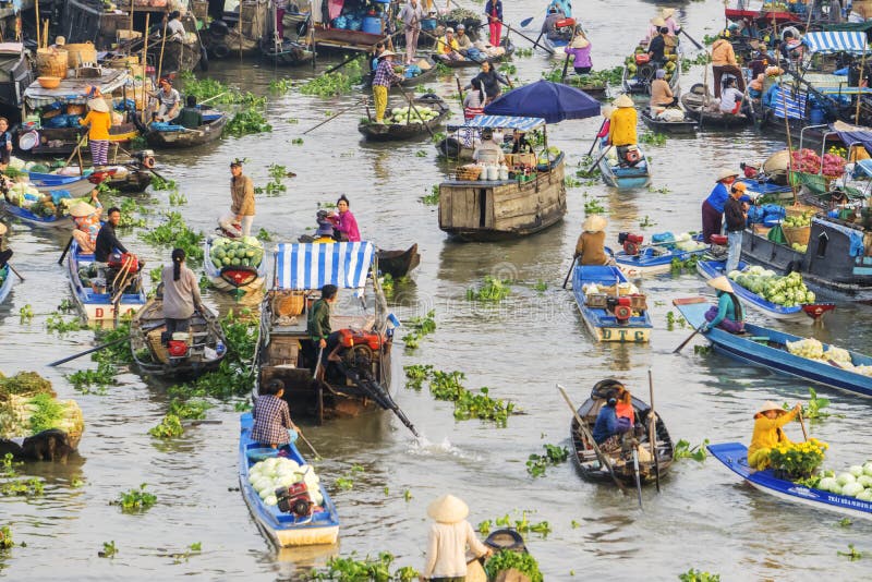 Nga Nam Floating Market in the Morning Editorial Photography - Image of ...