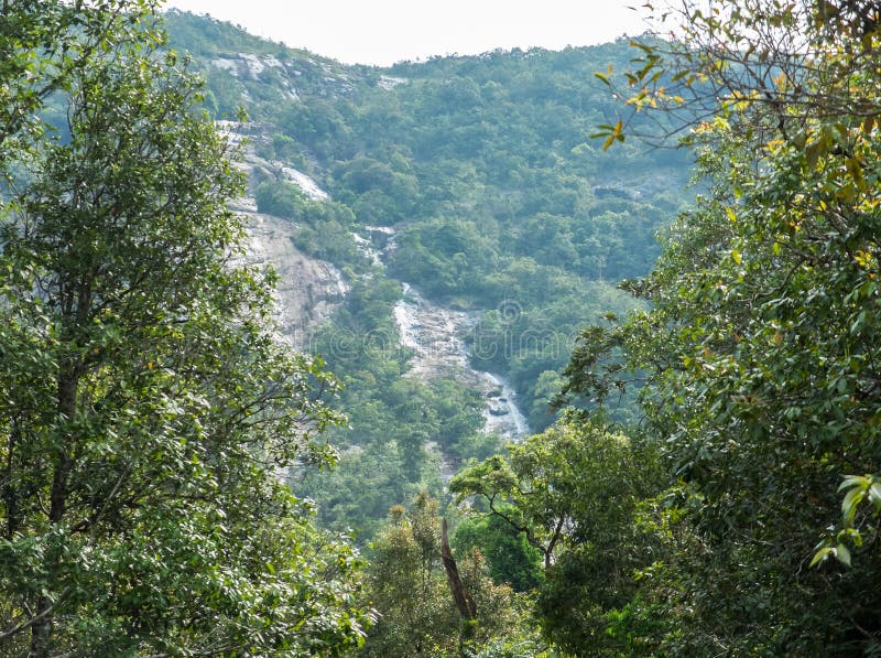 Ngaowaterval, Mooie ToneeldieWaterval door Divers van Bomen in het Bos in Nationaal Park van Ranong, Thailand wordt omringd stock foto's Ngaowaterval, Mooie ToneeldieWaterval door Divers van Bomen in het Bos in Nationaal Park van Ranong, Thailand wordt omringd stock foto's