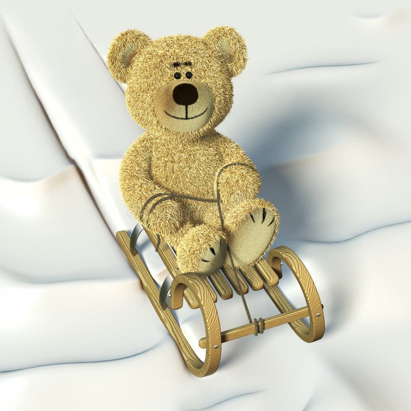 Nhi Bear coasting on the sledge.