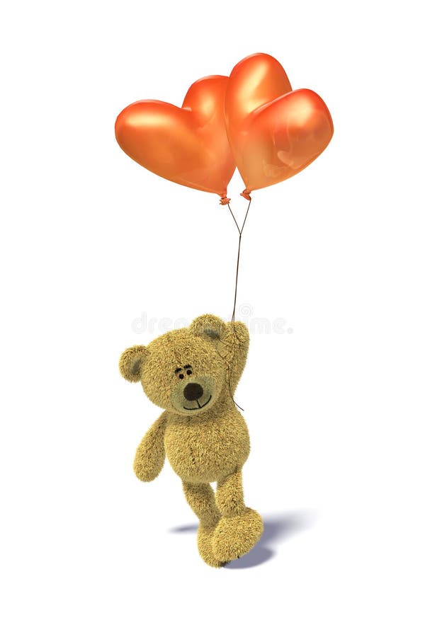 Nhi Bear with heartshaped balloon jumping