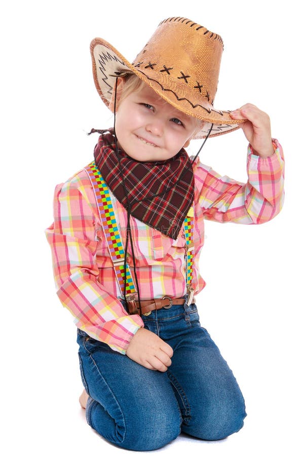 Una niña con un sombrero azul y un jersey blanco: fotografía de stock ©  velkol #9363255