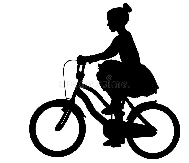 Niña Pequeña En Una Silueta De Bicicleta De Vestir Ilustración del Vector -  Ilustración de conjunto, pelo: 178558632