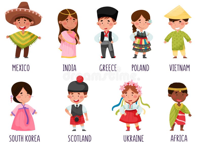 Niñas Y Niños Alegres Con Disfraces Nacionales De Vectores De Diferentes Países Ilustración del Vector - Ilustración de regional, lindo: 196402267 Niñas Y Niños Alegres Con Disfraces Nacionales De Vectores De Diferentes Países Ilustración del Vector - Ilustración de regional, lindo: 196402267